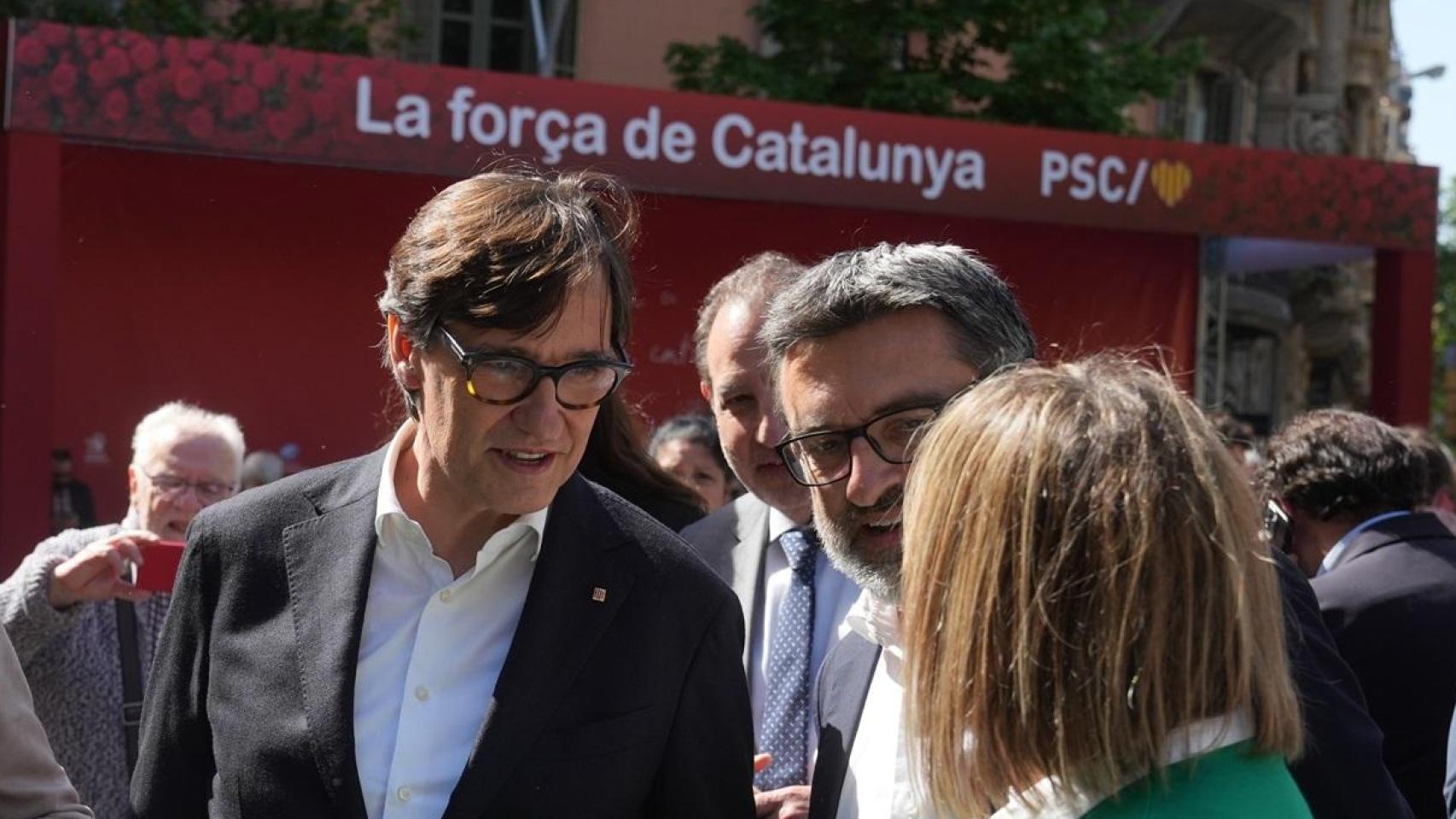El presidente de la Generalitat, Salvador Illa, este jueves en la celebración de Sant Jordi en Barcelona.