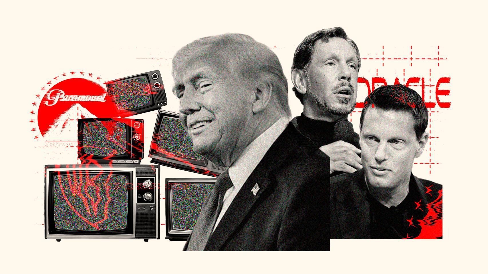 Donald Trump, Larry Ellison y David Ellison.