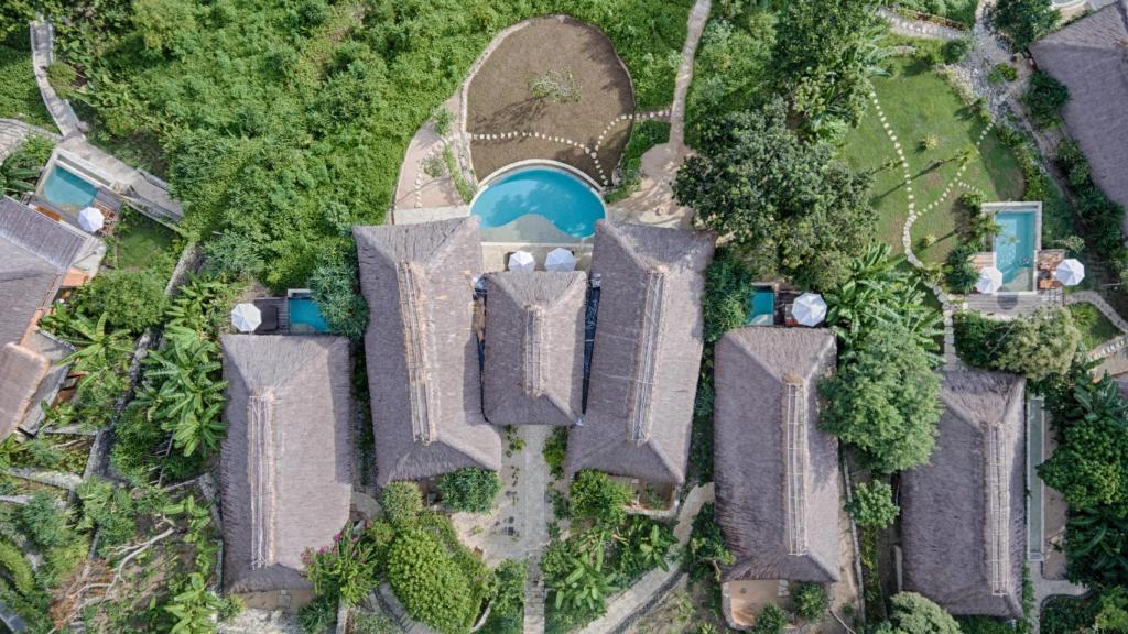 Una de las villas a vista de pájaro de Nihi Sumba.