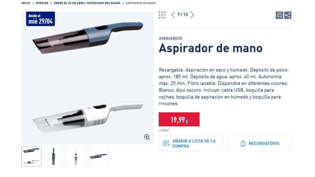 Aspirador de mano.
