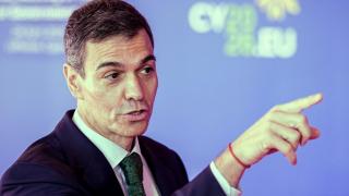 El presidente del Gobierno, Pedro Sánchez, este jueves en Nicosia (Chipre)