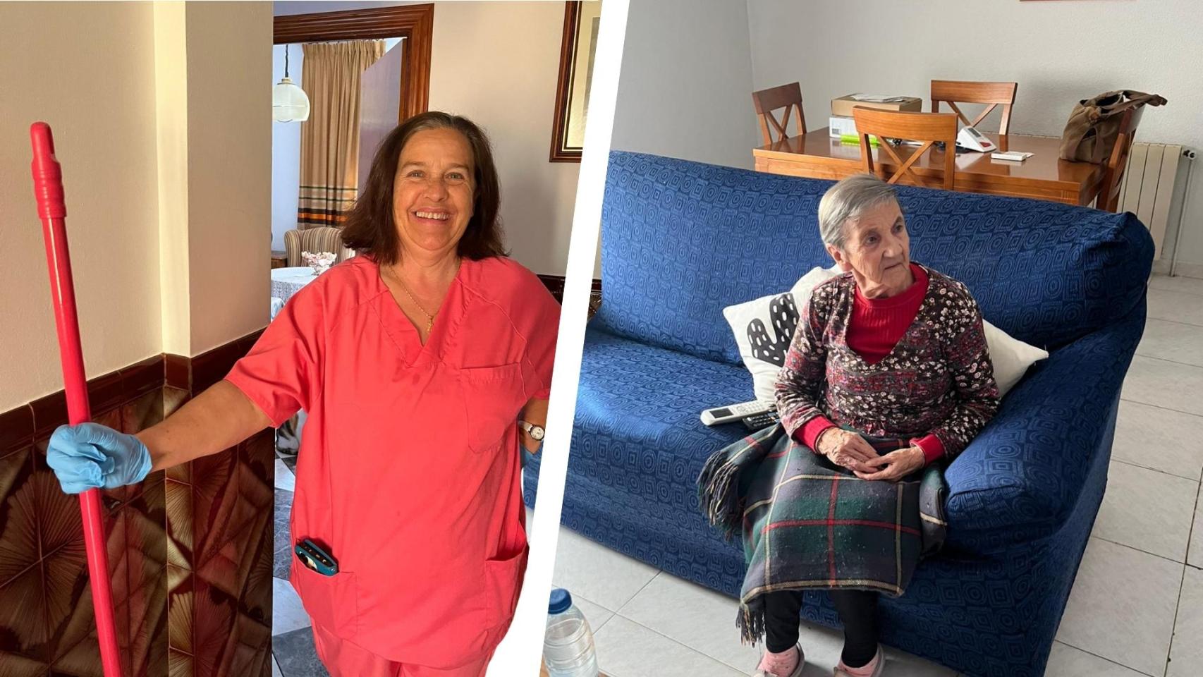 Ana, auxiliar de ayuda a domicilio y Mari, usuaria del servicio.