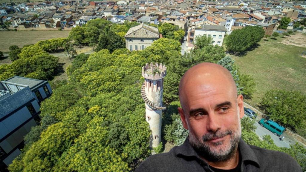 Un montaje de Pep Guardiola y su pueblo.