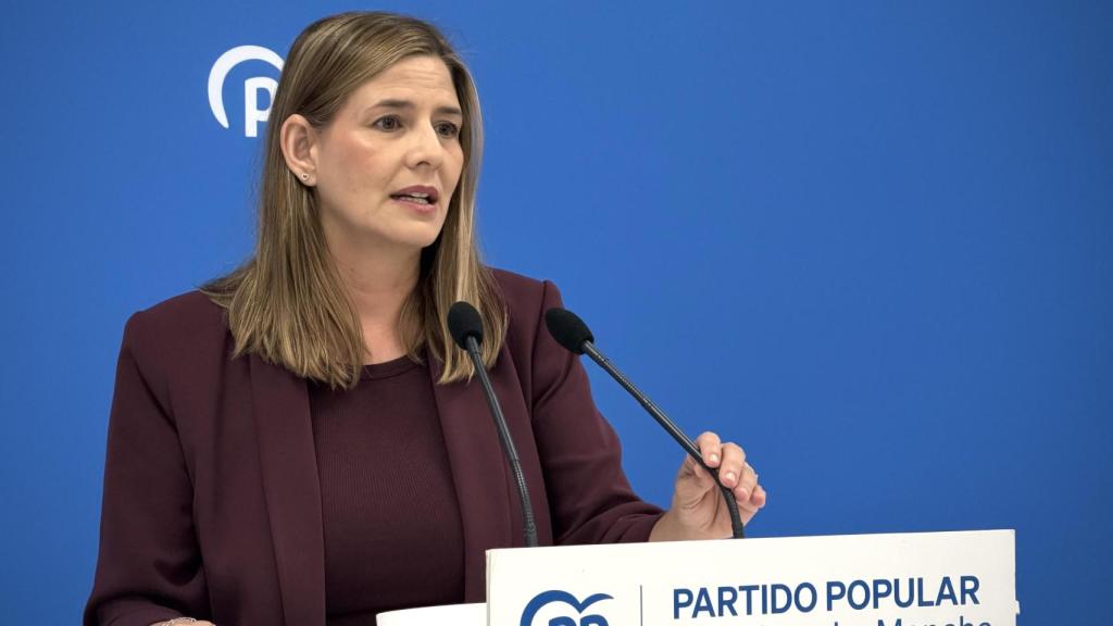 Carolina Agudo (PP) en rueda de prensa.