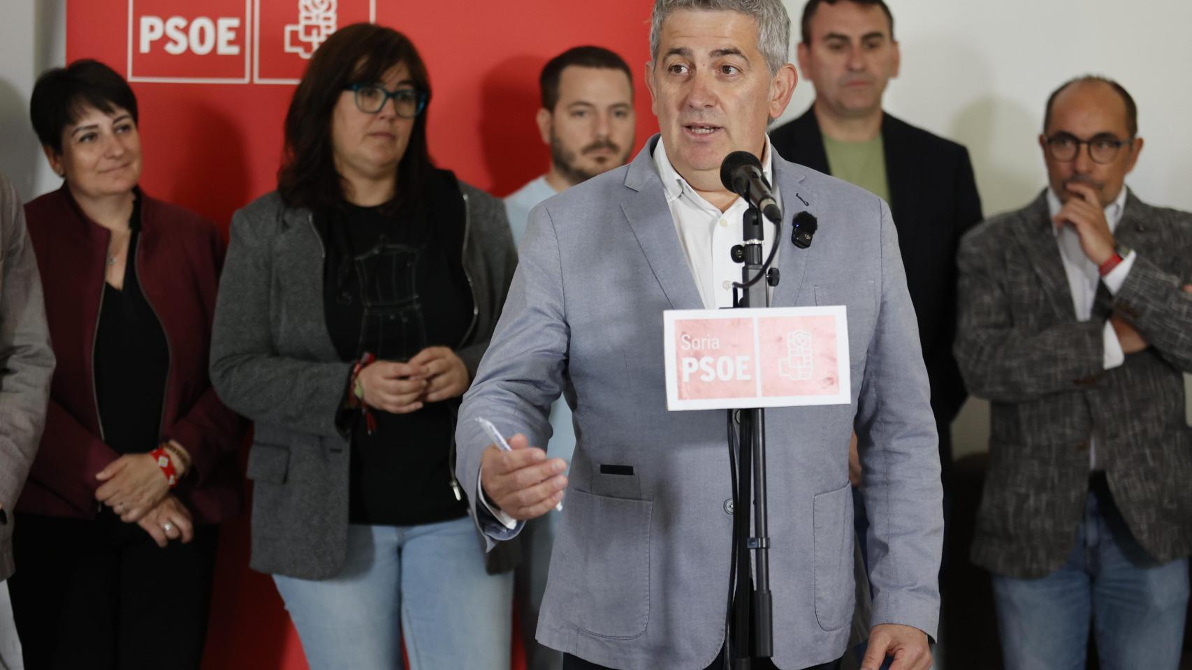 El nuevo alcalde de Soria, Javier Antón, durante el desayuno informativo de este viernes