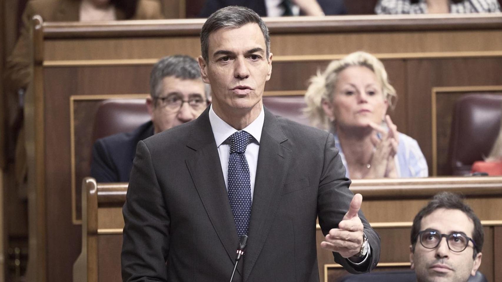 El presidente del Gobierno, Pedro Sánchez, durante una sesión plenaria en el Congreso.