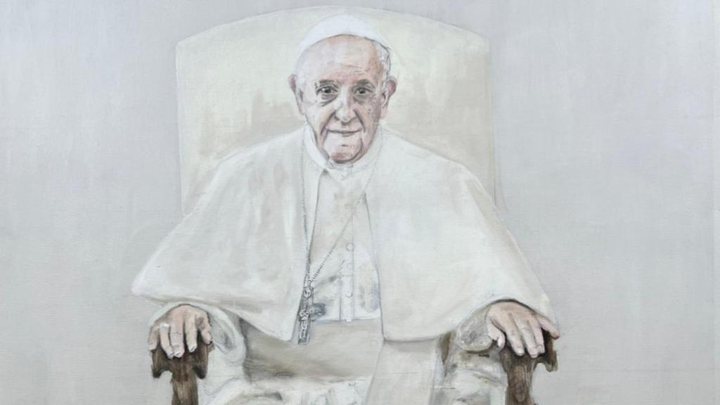Cuadro del papa Francisco pintado por Saúl Alija, ubicado en el Obispado de Zamora.