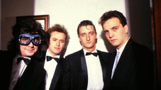 Los Hombres G durante el rodaje del videoclip 'Voy a pasármelo bien' (1989). Foto: Domingo J. Casas