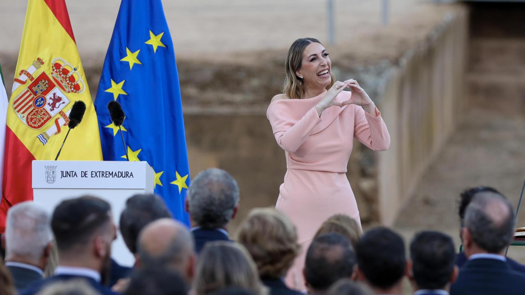 María Guardiola este viernes en la toma posesión como presidenta de la Junta de Extremadura.