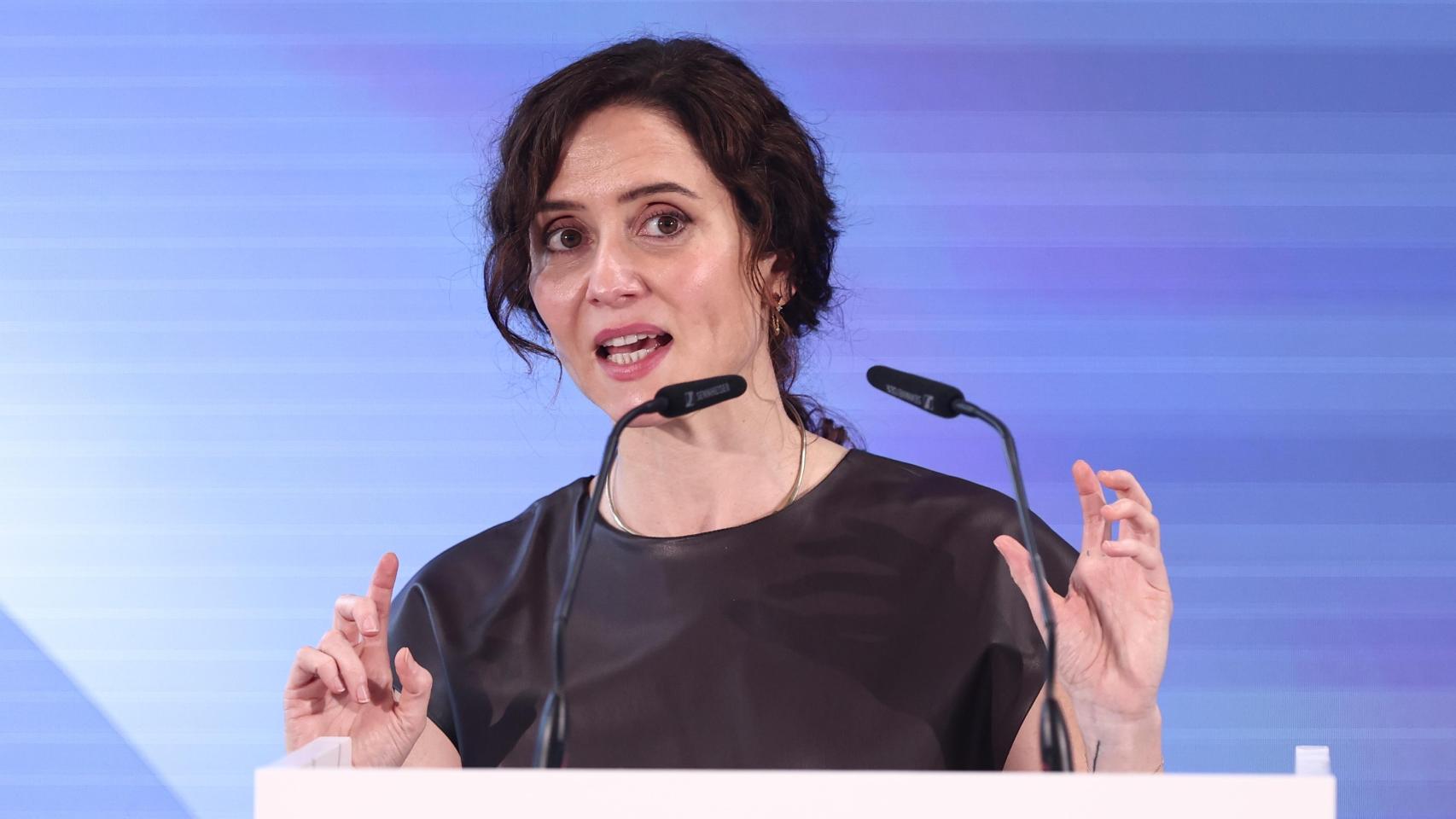 Isabel Díaz Ayuso, el viernes, en las instalaciones de Samsung en Madrid.