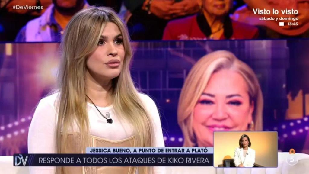 La imagen de Belén Esteban apareció en una de las pantallas del rodaje de '¡Viernes!' durante la entrevista con Ylenia.