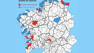 Mapa de la vivienda prime en Galicia.