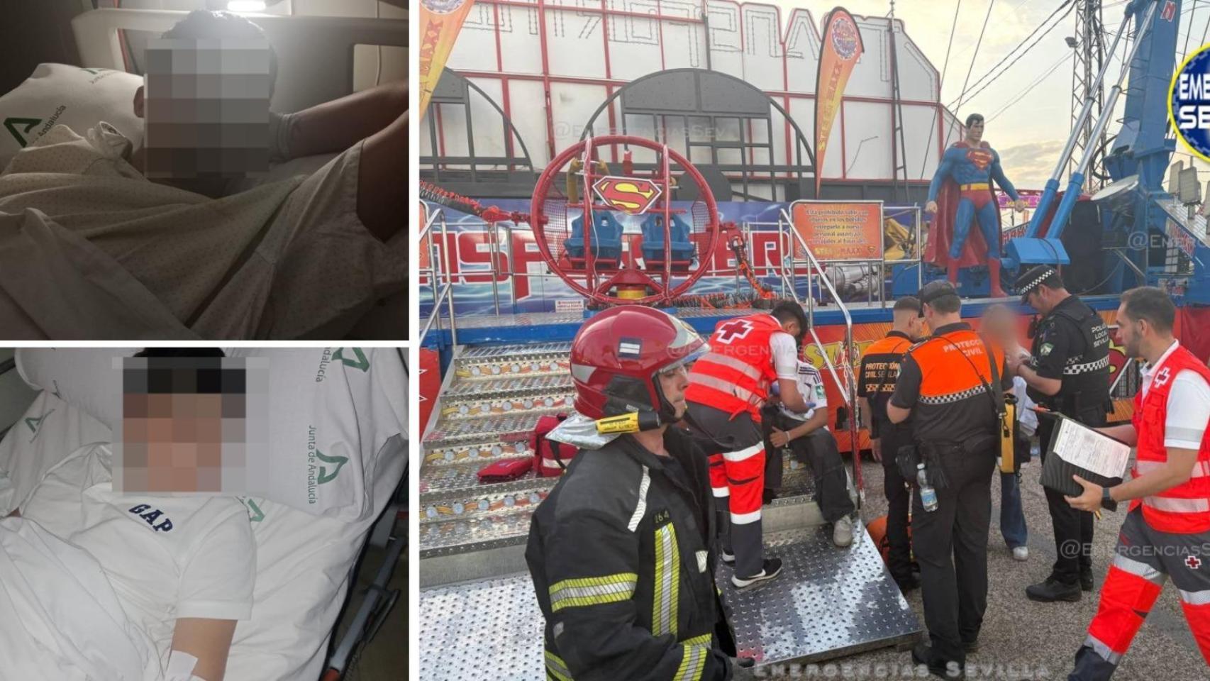 La imagen de ambos niños en el hospital y el momento tras el suceso.
