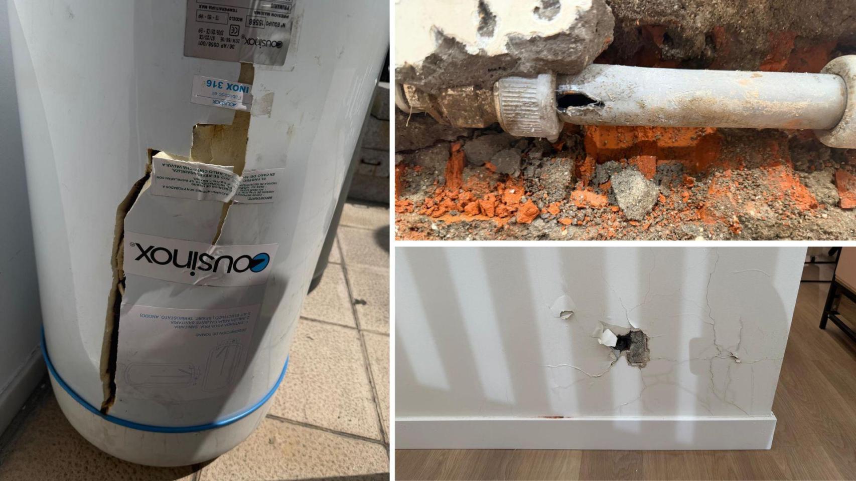 Efectos de la inundación en un edificio de Matogrande, en A Coruña.
