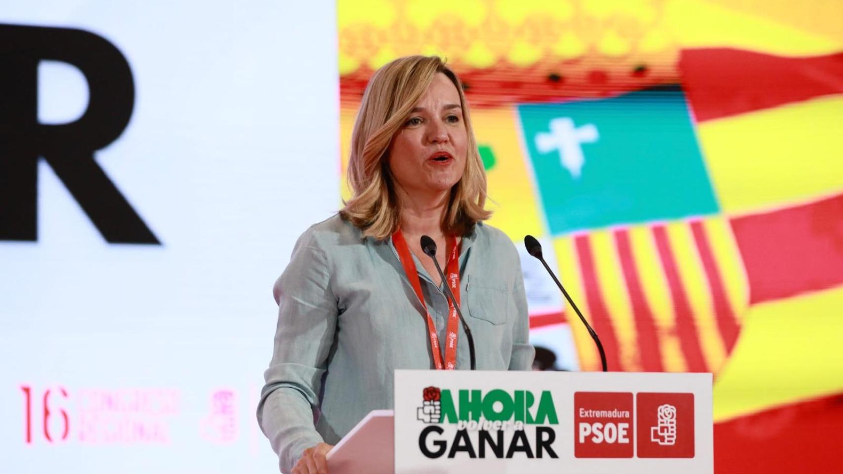 Pilar Alegría, en el Congreso Regional del PSOE de Extremadura