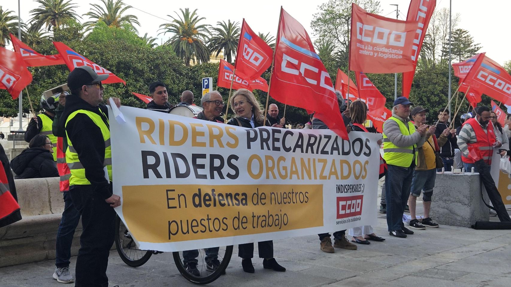 Protesta de los trabajadores de Glovo en A Coruña.