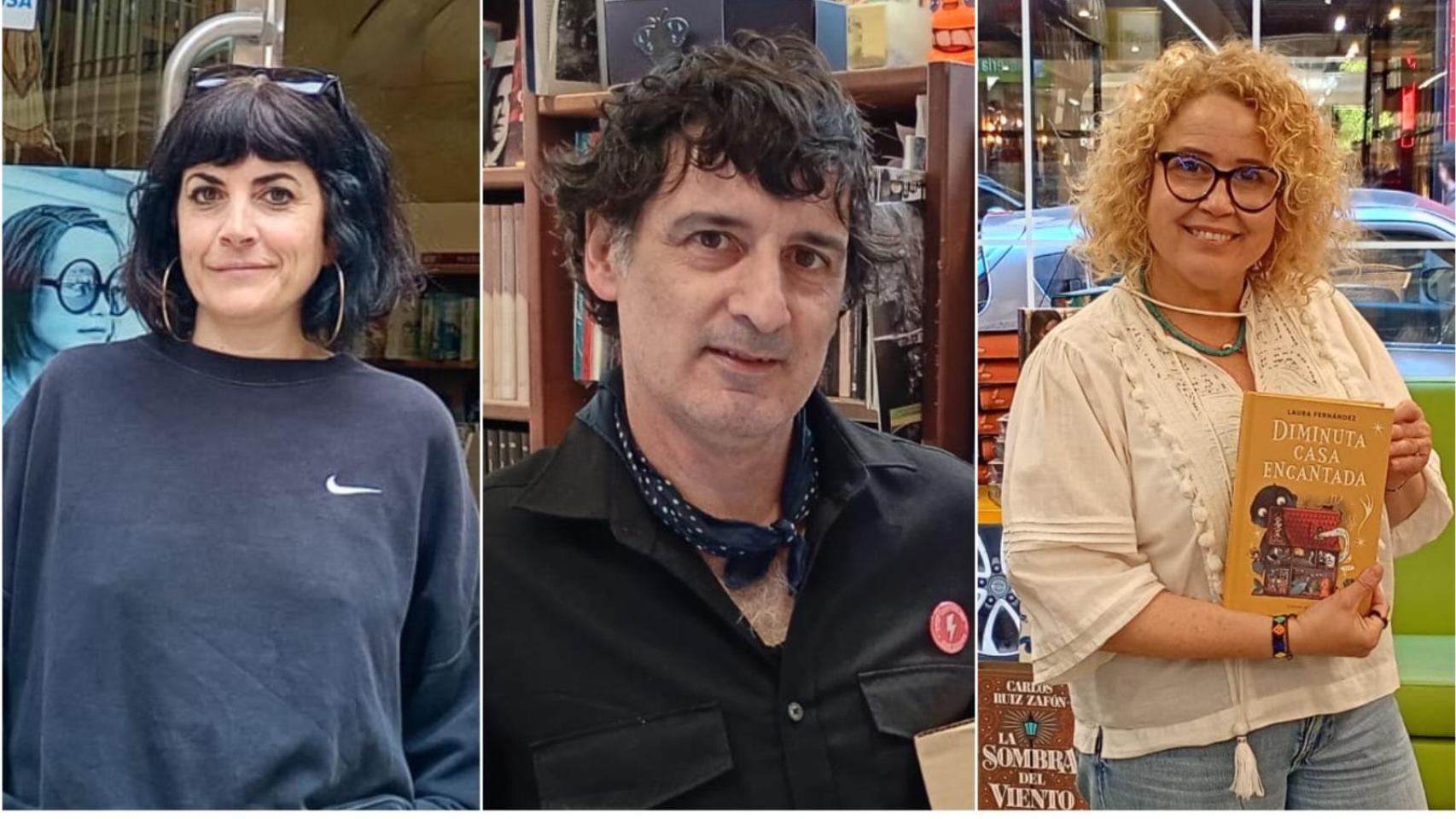 De izquierda a derecha: Carlos Sanjuán (Librería Proteo), Noelia Clavero (Librería Rayuela) y Janet Armenteros (Librería Luces).