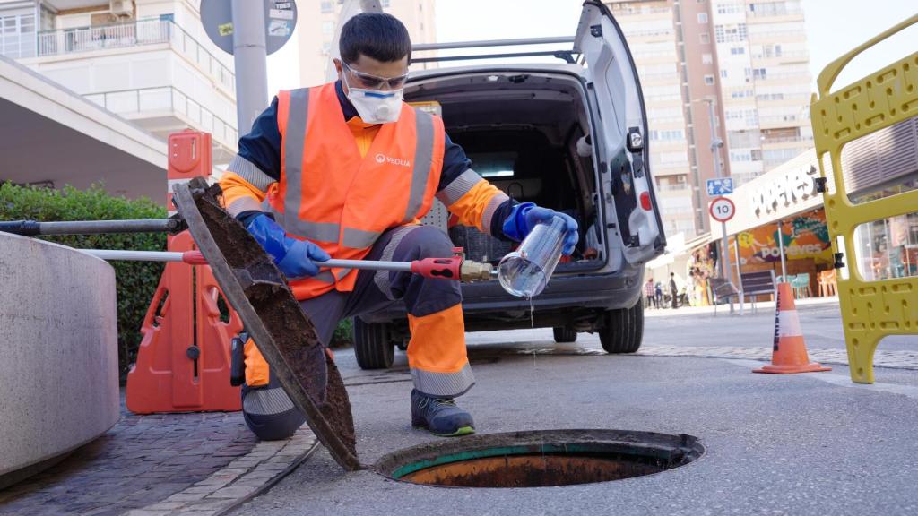 Obras de Veolia en la zona Levante de Benidorm.