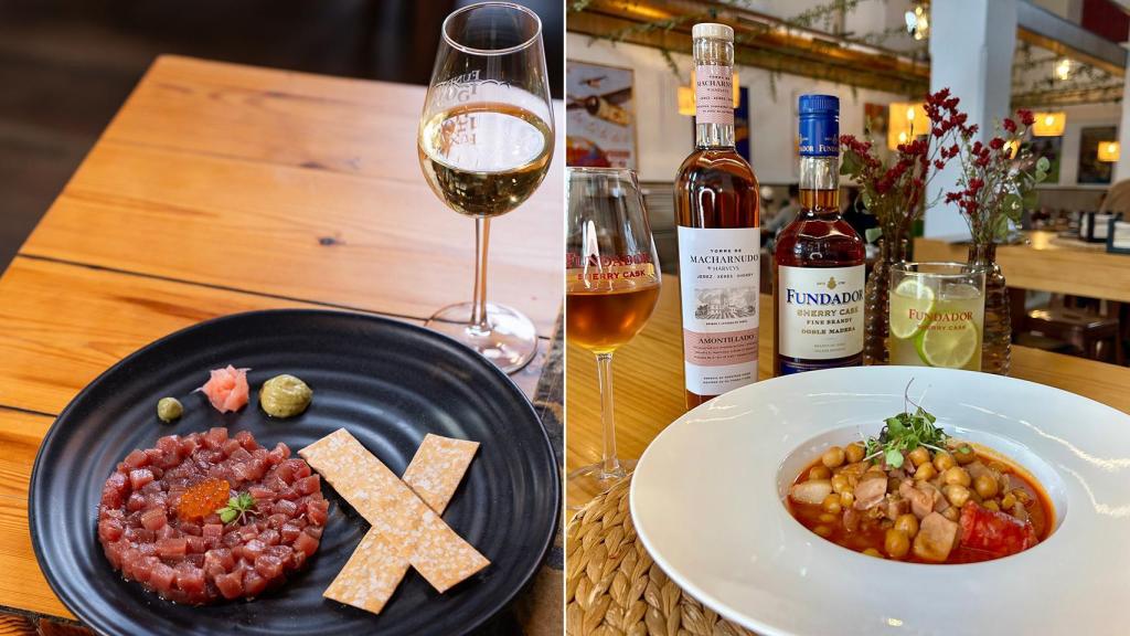 Tartar de atún de almadraba y berza jerezana, dos de las propuestas culinarias de Casa Fundador.