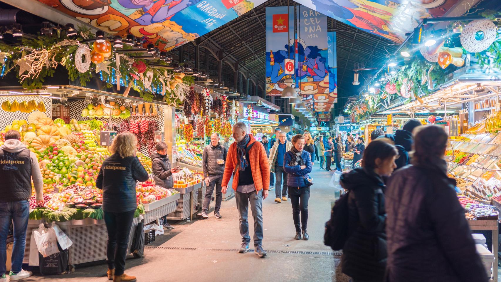 El mercado La Boquería de Barcelona.