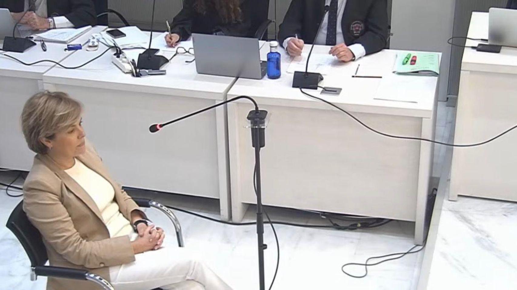 Soraya Sáenz de Santamaría, este lunes, en la Audiencia Nacional.