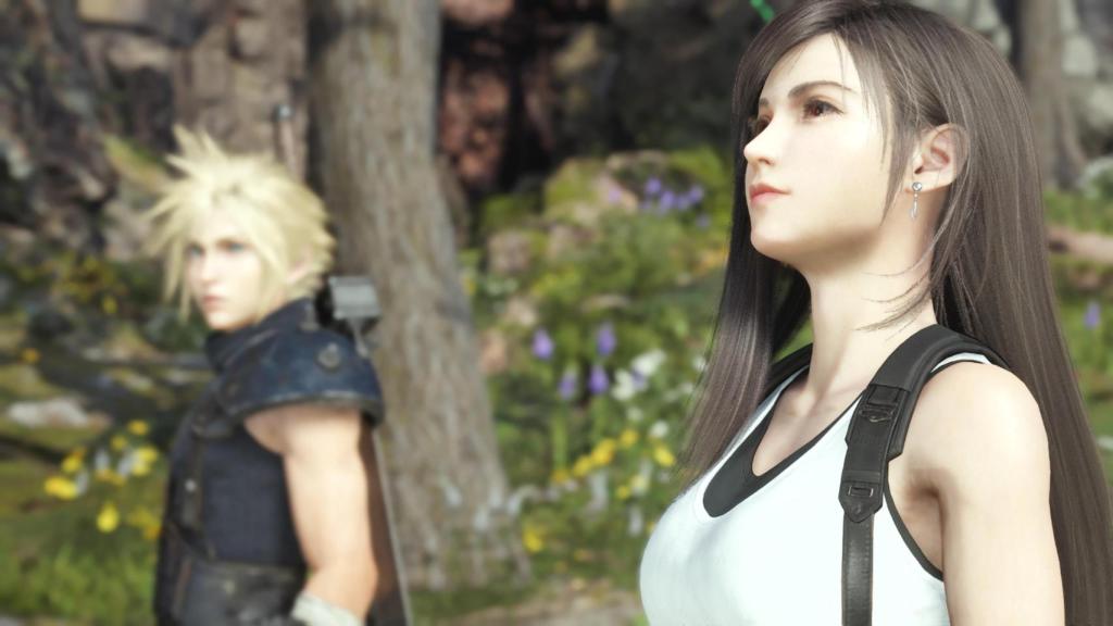 Cloud y Tifa en una escena de Final Fantasy VII Rebirth.