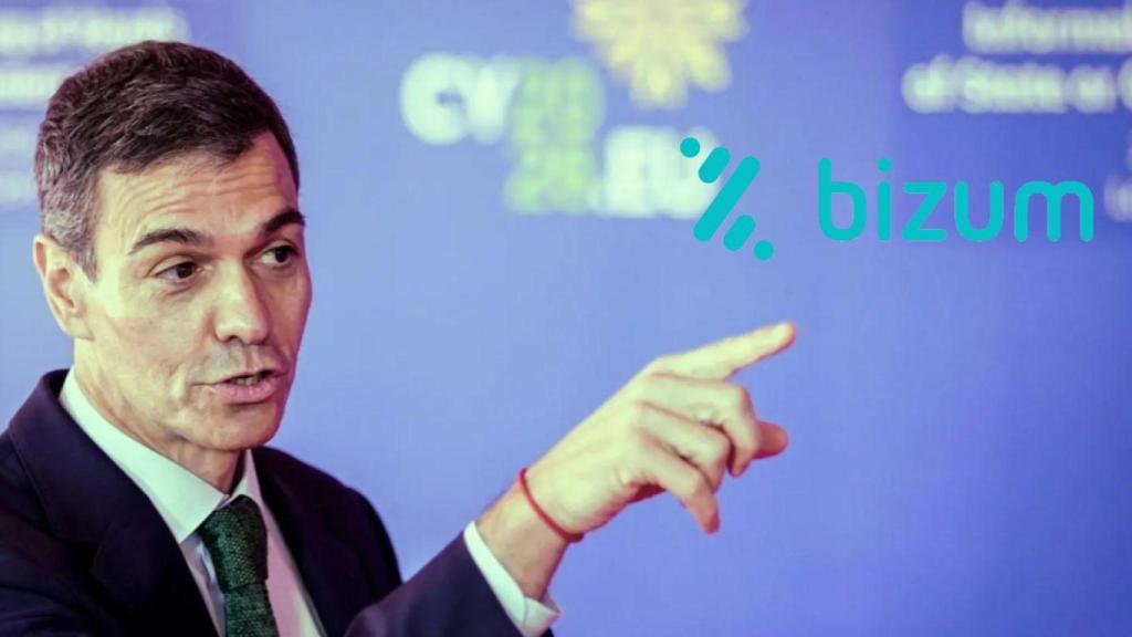 Montaje del presidente del Gobierno, Pedro Sánchez, y el logo de Bizum.