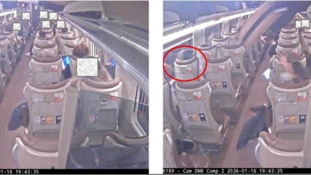 Captura imágenes del coche 8 de Iryo, a las 19:43:35, sentido contramarcha, en el que se aprecian las esquirlas.