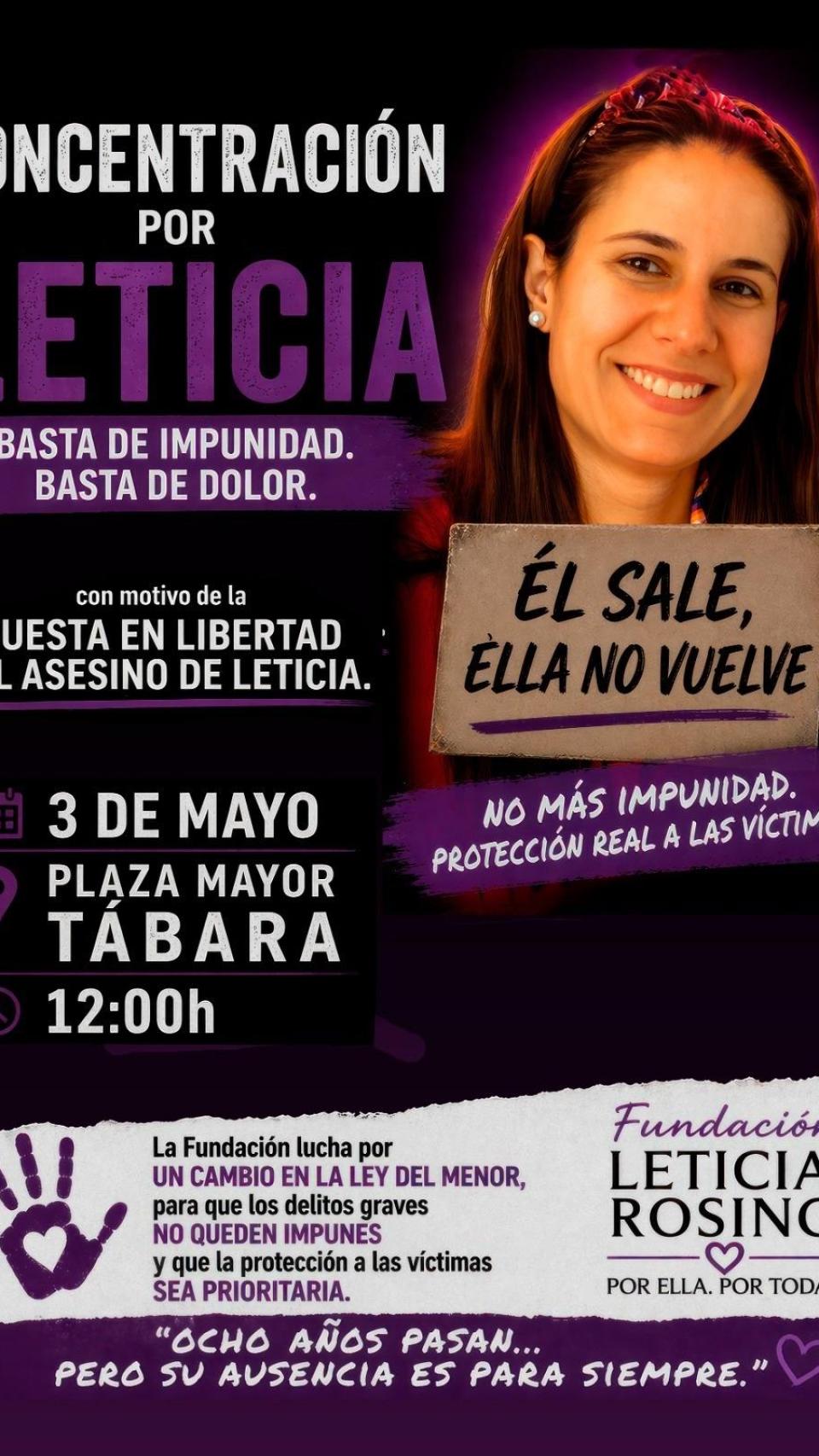 Cartel Concentración por Leticia en Tábara.