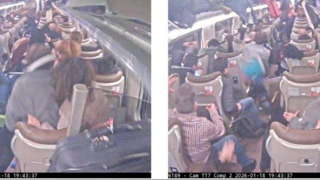 Conjunto de capturas vídeos interior coche 7, a las 19:43:37 sentido contramarcha, a la izquierda movimiento vertical fuerte y a la derecha movimiento lateral.