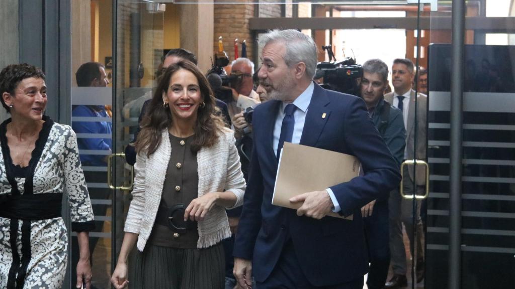 Jorge Azcón, a su llegada al debate de investidura