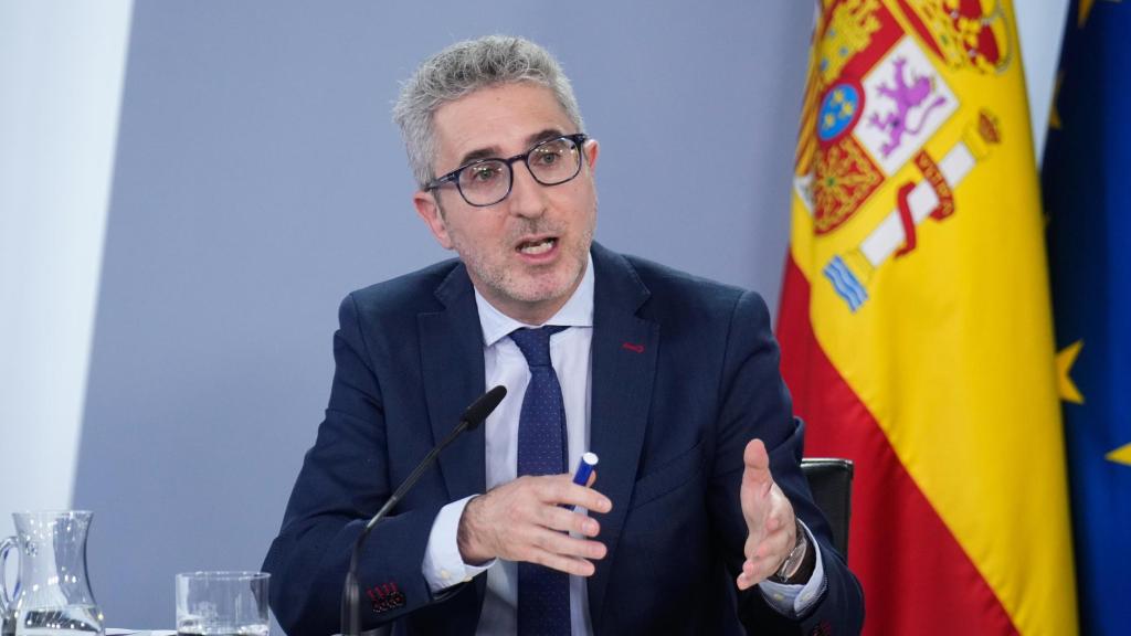 El ministro de Hacienda, Arcadi España, este martes en la rueda de prensa posterior al Consejo de Ministros.