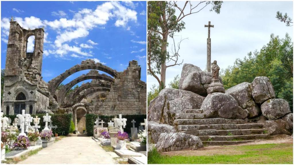 Las ruinas de Santa Mariña do Dozo, en Cambados (Pontevedra), y el espacio de Santiaguiño do Monte, en Padrón (A Coruña).