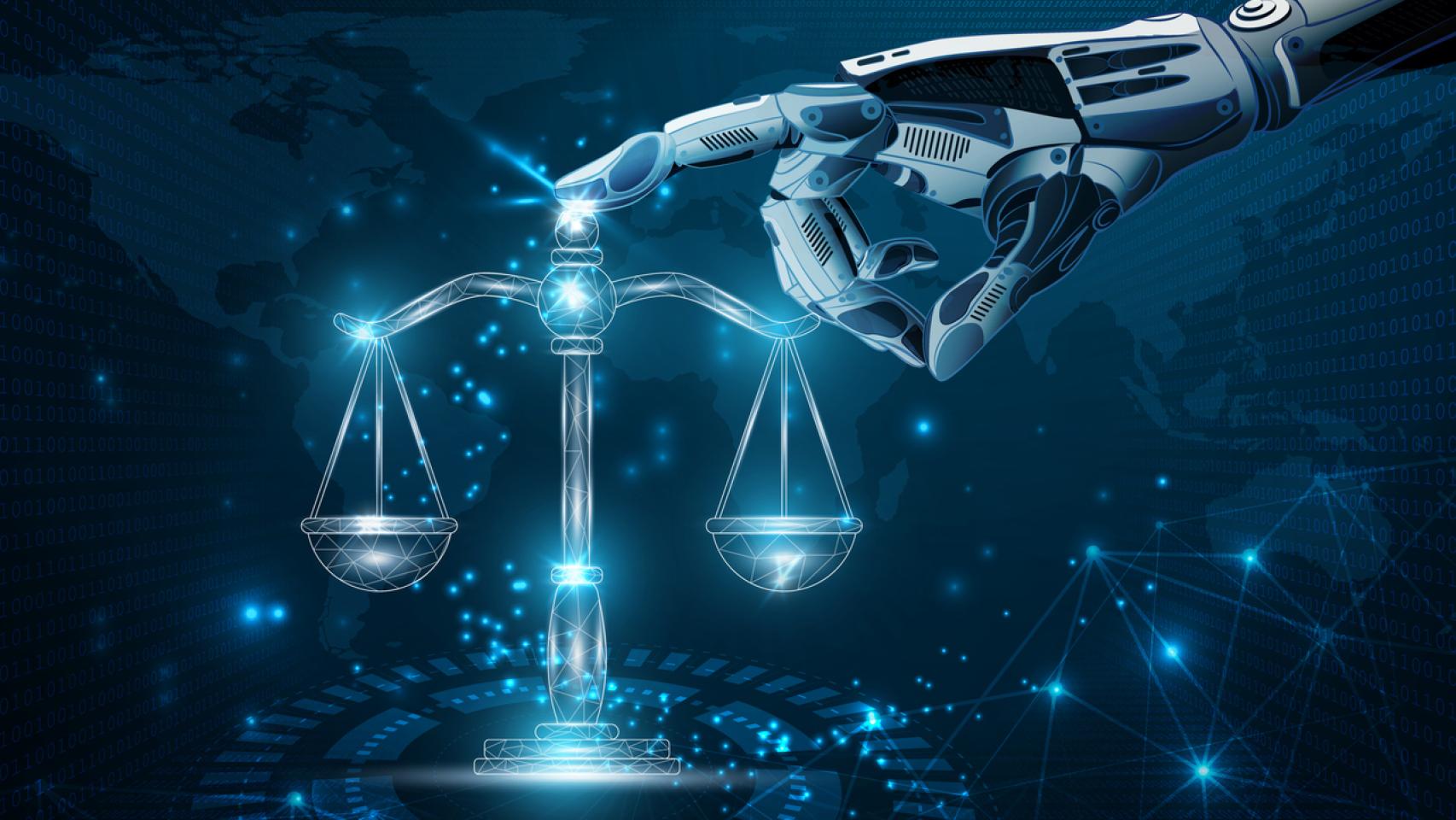 Ilustración que representa la inteligencia artificial en la justicia.