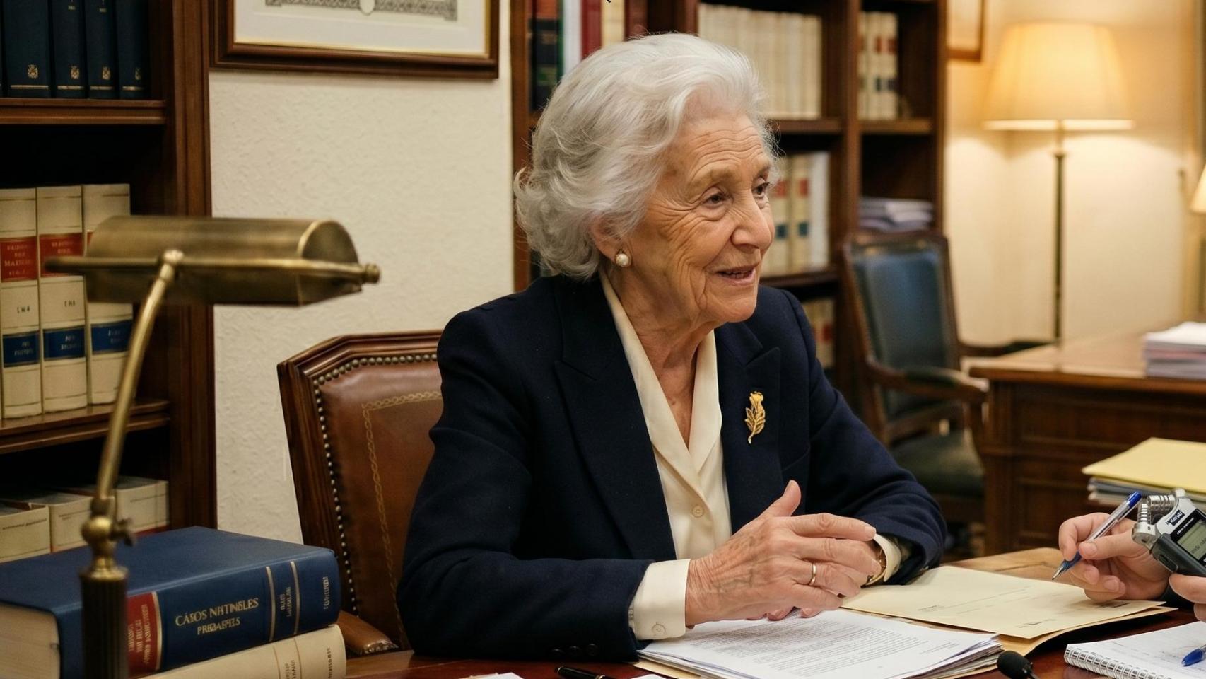 Señora jubilada hablando de su situación económica.