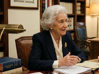 Señora jubilada hablando de su situación económica.