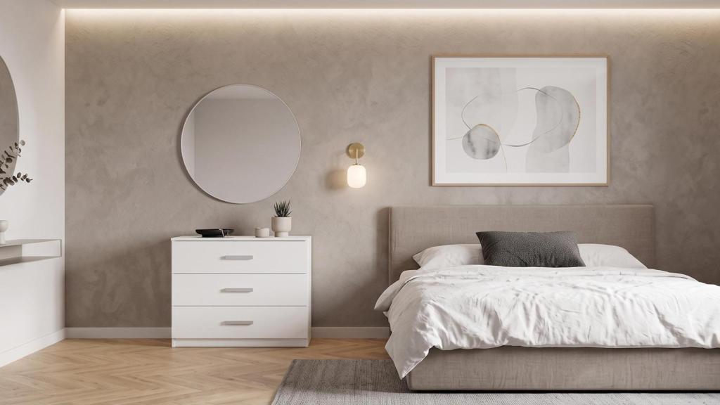 Imagen generada con IA de una habitación con la cómoda.