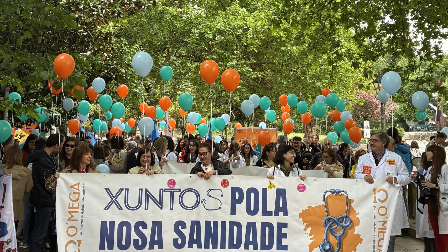 Manifestación de médicos celebrada en Santiago de Compostela