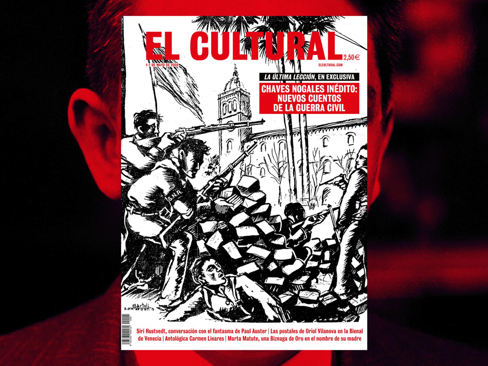 Portada de El Cultural del 1 de mayo de 2026 con la ilustración de Josep Bartolí para un cuento de Chaves Nogales en el semanario parisino 'Madrid' (1938)