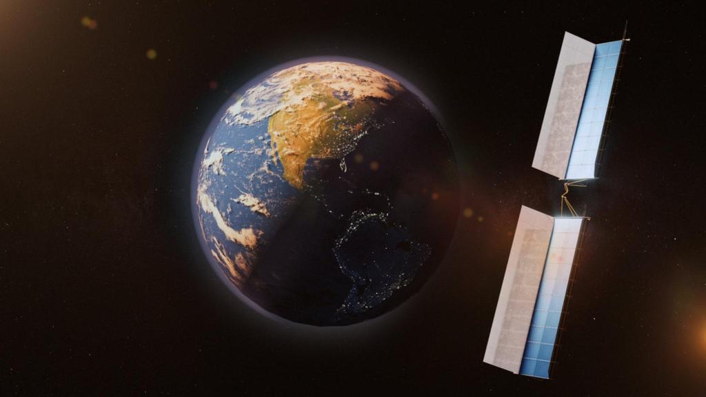 Ilustración que muestra uno de los satélites que captarán energía solar en el espacio