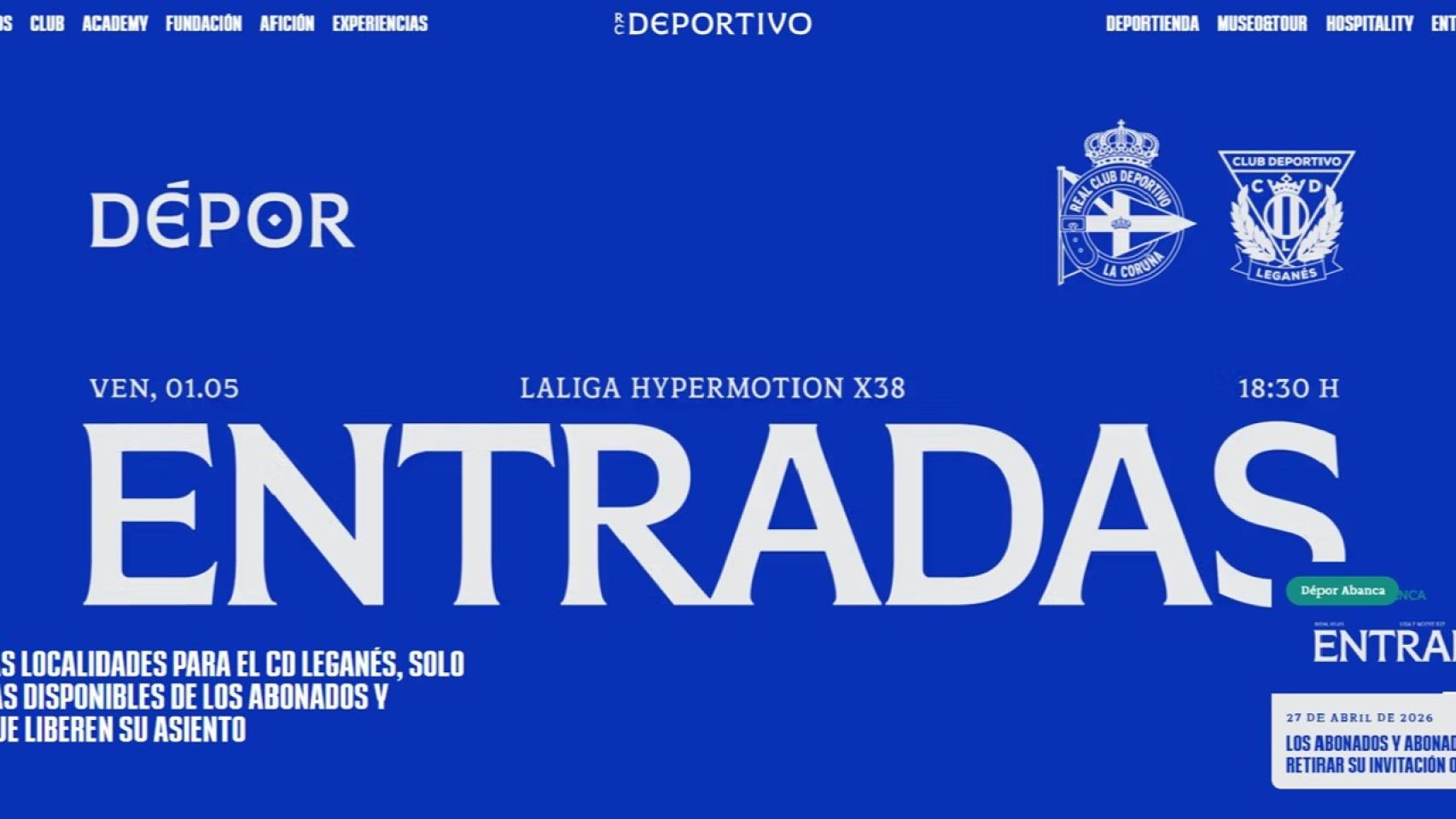 Captura de la portada de la web del Dépor.