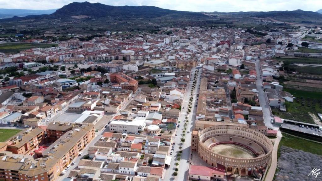 Vista aérea de Caudete (Albacete). Foto: Ayuntamiento.