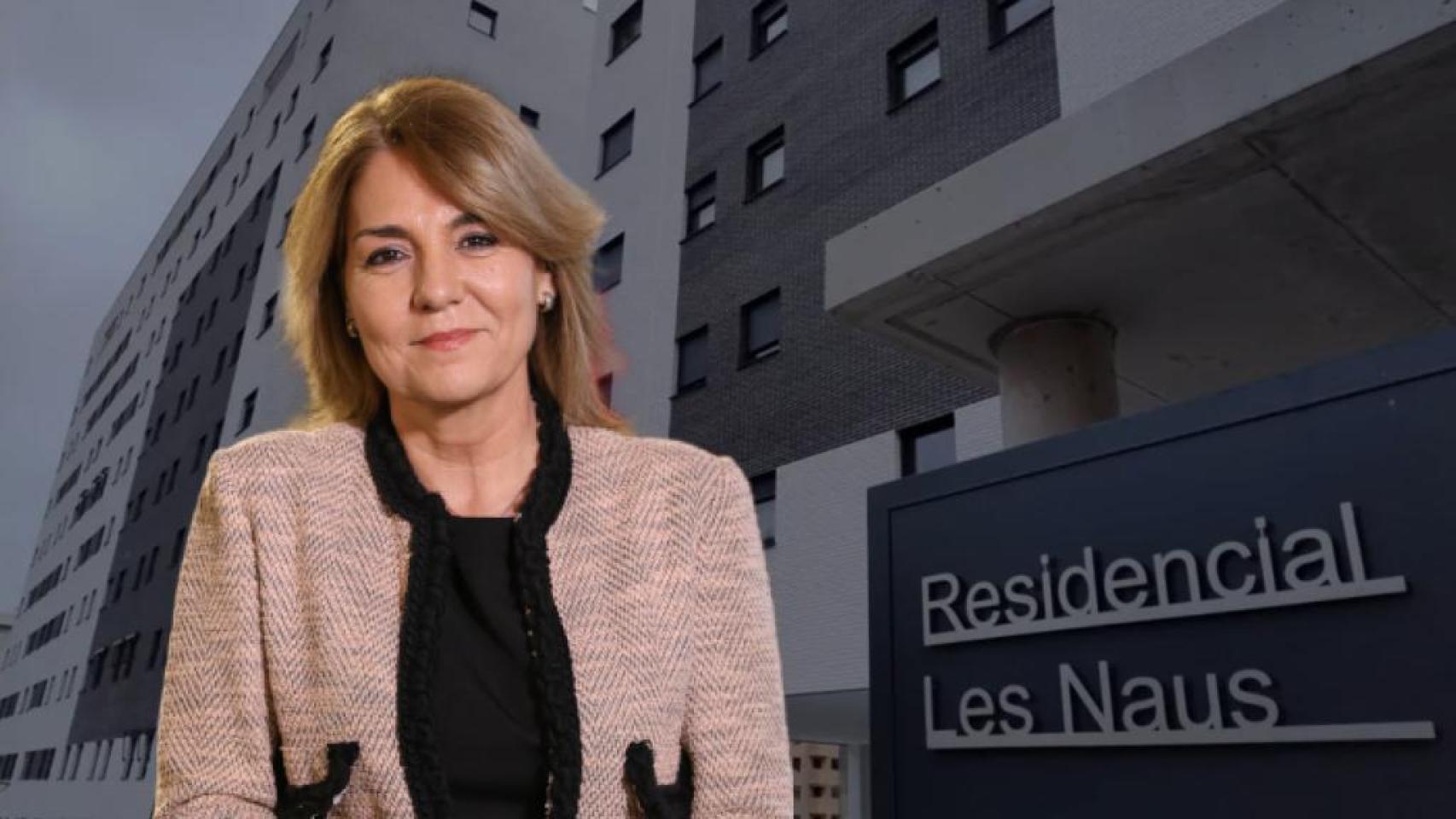 La vicepresidenta de la Generalitat, Susana Camarero, sobre una imagen de la promoción.