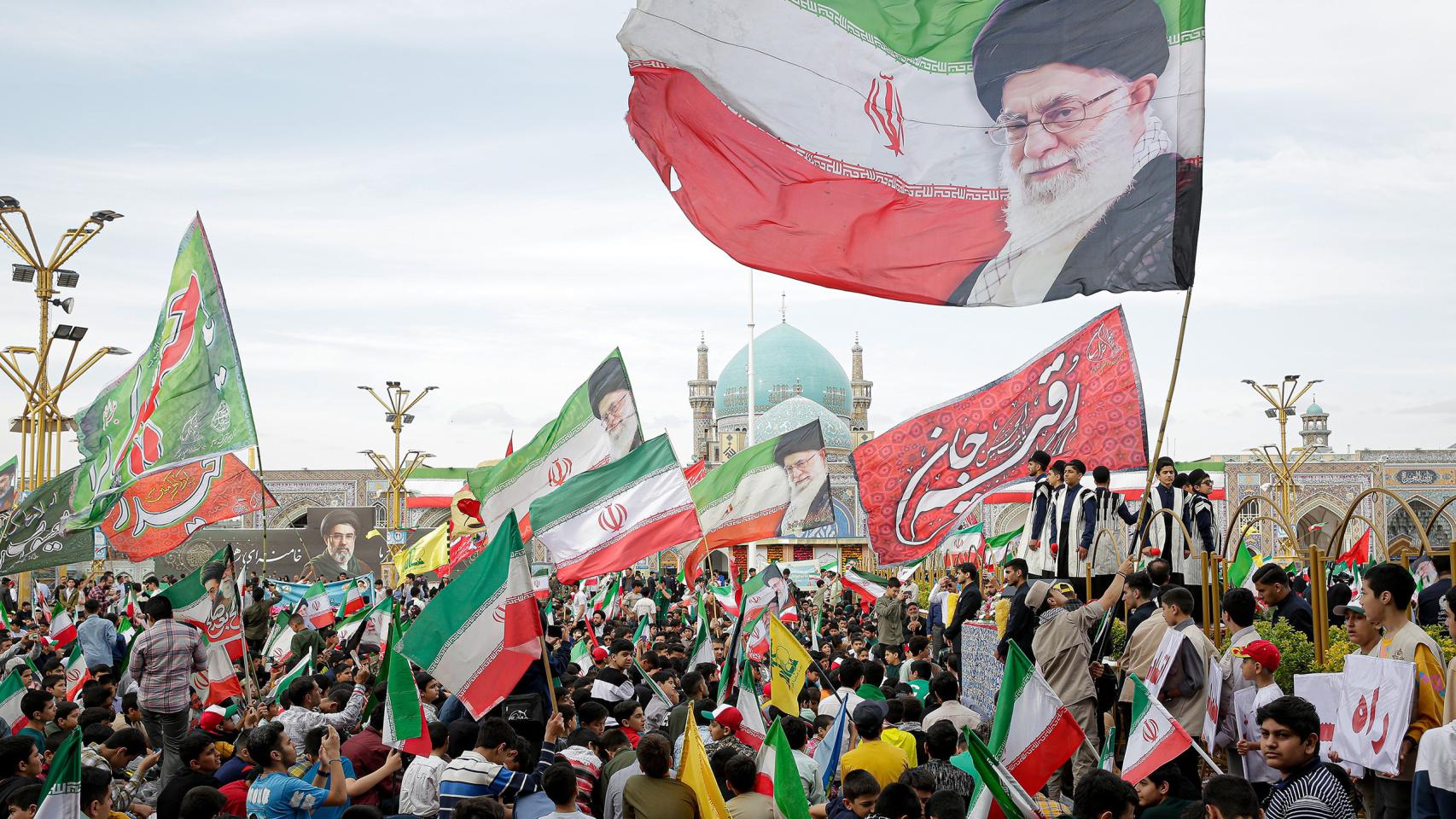 Una manifestación progubernamental en Irán.