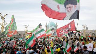 Una manifestación progubernamental en Irán.
