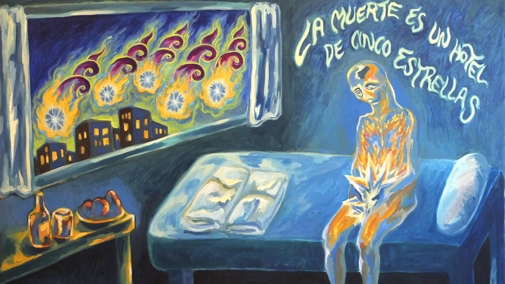 Aldo Urbano: 'La muerte es un hotel de cinco estrellas', 2025. Foto: Bombón Crisis