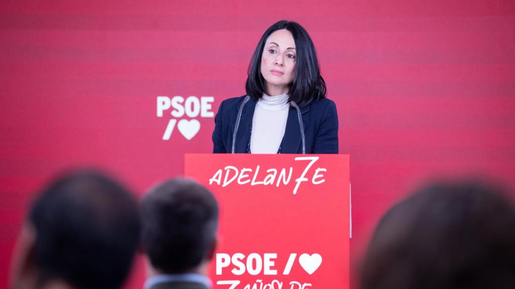 a secretaria de Organización del PSOE, Rebeca Torró, en una comparecencia en la sede del PSOE.