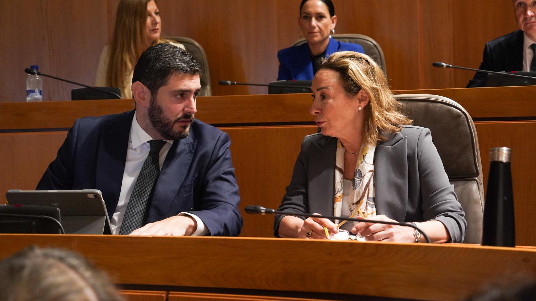 Alejandro Nolasco y Carmen Rouco, de Vox, durante el debate de investidura.