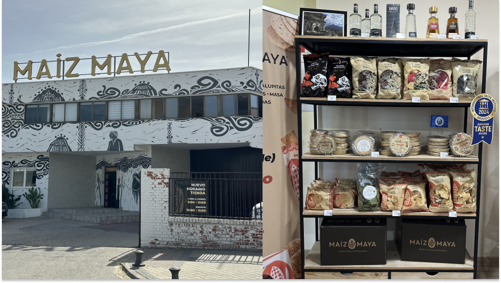 La fábrica de Maíz Maya y los productos que venden en su tienda.