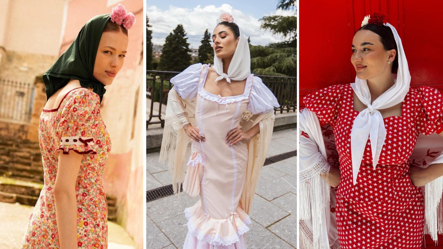 De izquierda a derecha, una modelo con un diseño de Solo Fortunata y la creadoras de contenido Sara Fructuoso y Eme de Amores.